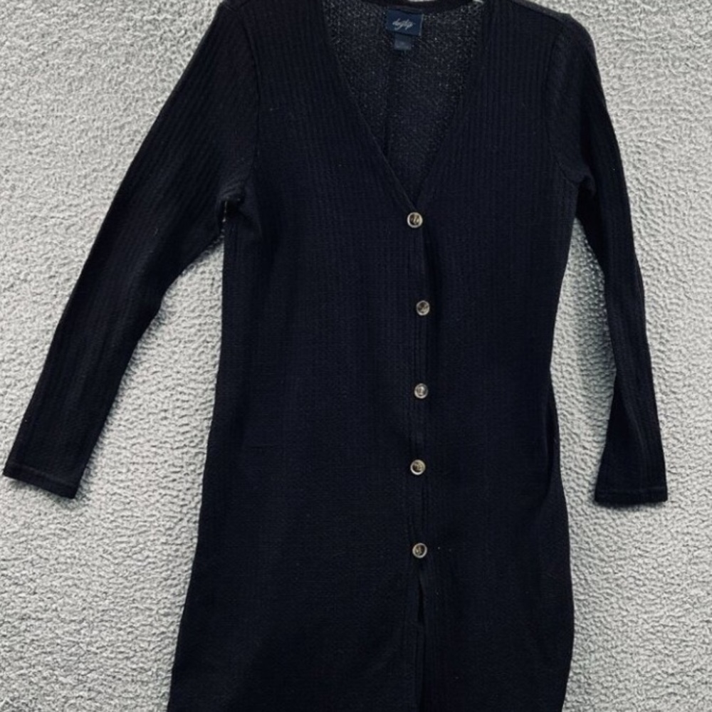 Daytrip Midnight Black Button-Up Cardigan